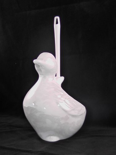 Bürstengarnitur aus Keramik in Form Einer Ente weiß mit Perlmutt lüster Dekor von Diwi Aktuell Annemarie Wiegand