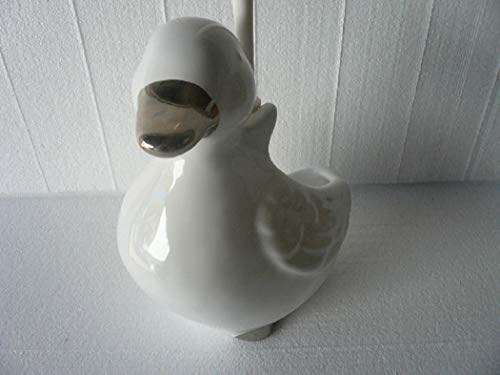Diwi Aktuell Annemarie Wiegand Bürstengarnitur aus Keramik in Form Einer Ente weiß-mit platinstaffage Handarbeit von Diwi Aktuell Annemarie Wiegand