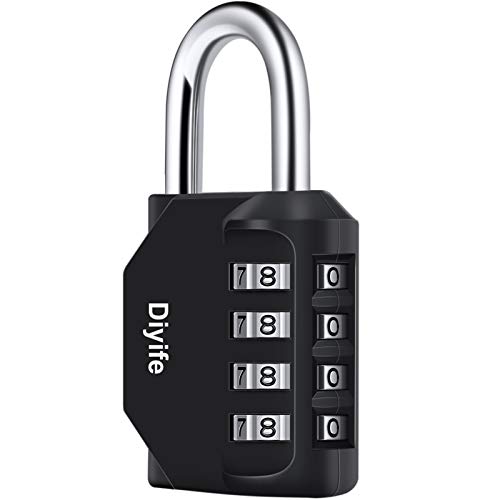 Zahlenschlösser Vorhängeschloss 4-Stelliges, Diyife® Kombinationsschloss, Wetterfestes Metall & Plated Steel Combination Lock für Schule, Gym & Sports Locker, Hasp Cabinet & Storage - Schwarz von Diyife