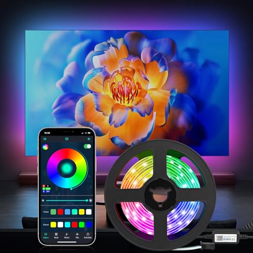 Diyife Smart RGBIC LED Strip [App Steuerung], 3M Heller Farbwechsel LED Streifen, Bluetooth 90 LED Lichtband, Musik & Stimme Sync zu Beleuchten TV, Party, Küche, Spielzimmer [Energieklasse A+++] von Diyife