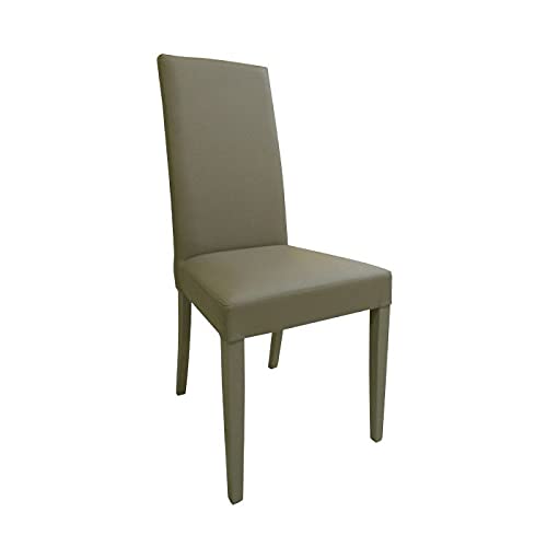 Dmora Klassischer Stuhl aus Holz und Kunstleder, für Esszimmer, Küche oder Wohnzimmer, Made in Italy, cm 46x55h99, Sitzhöhe cm 45, Farbe Grau von Dmora