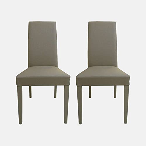 Dmora Set mit 2 klassischen Holzstühlen, für Esszimmer, Küche oder Wohnzimmer, Made in Italy, cm 46x55h99, Sitzhöhe cm 45, Farbe Grau von Dmora
