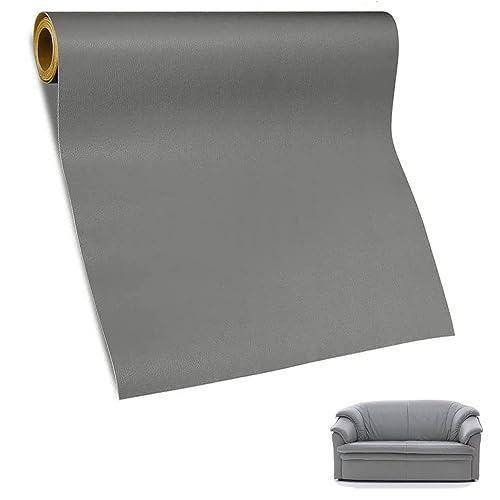 LederReparatur Set, Leder Patch Selbstklebend, 60 x 137cm Leder Patch Kit, Leder Reparatur Patch, Kunstleder Selbstklebende Leder Reparatur Set für Sofas, Autositze, Bürostuhl, Kopfteil (Grau) von Docache