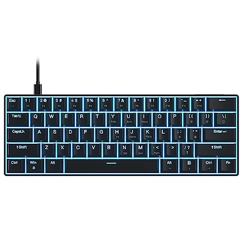 Docooler Mechanische Tastatur mit 61 Tasten, USB-Out-EMU-Kabel, LED-Hintergrundbeleuchtung, unterstützt Hot-Swap, blauer Schalter/roter Schalter von Docooler