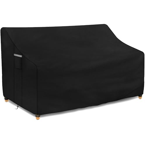 Dokon 2 Sitzer Gartenbank Schutzhülle Wasserdicht Winterfest 420D Oxford Gewebe Winddicht Anti-UV Abdeckung für Gartenbank, Gartensofa Abdeckung mit Belüftungsöffnungen - 134x66x63/89cm von Dokon