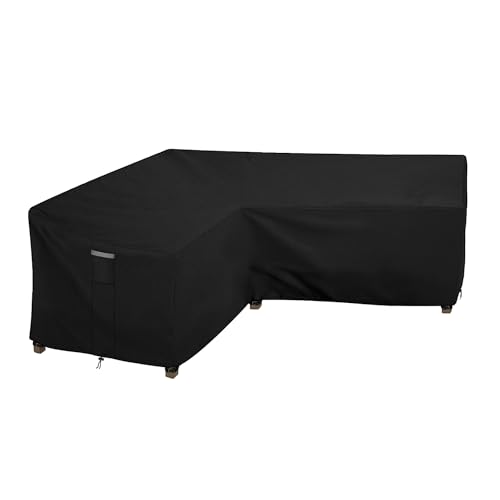 Dokon Gartenmöbel Abdeckung L Form Wasserdicht Winterfest 420D Oxford Gewebe Winddicht Anti-UV Schutzhülle für Loungemöbel L-Form, Ecksofa, Gartensofa Abdeckplane - 255x255x87x80cm von Dokon