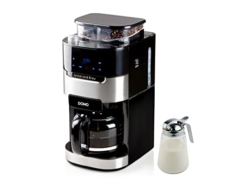 Domo Kaffeevollautomat für 12 Tassen mit Kegelmahlwerk für ganze Bohnen & Filterkaffee von Domo