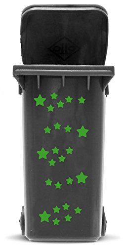 Aufkleber Set Sterne, Wetterfester Außenbereich Sticker für Mülltonne, Mülleimer, Auto, Laptop, Stern in 2 Größen, Farbe:dunkelgrün von JustHouseSigns