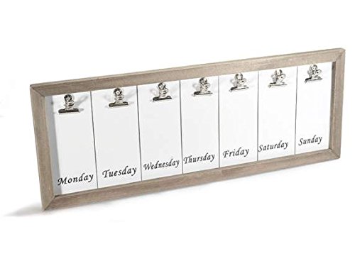 DONREGALOWEB - Kalender - Wochennotizhalter aus Holz mit Metallclips zum Aufhängen von Nachrichten und Listen, 53 x 3 x 20 cm von DonRegaloWeb