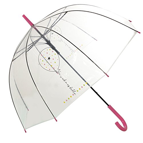 DONREGALOWEB Regenschirm Nachricht Positiv Transparent La Vida ist Bella 85 x 84 cm, Das Leben ist schön, 85x84cm von DonRegaloWeb