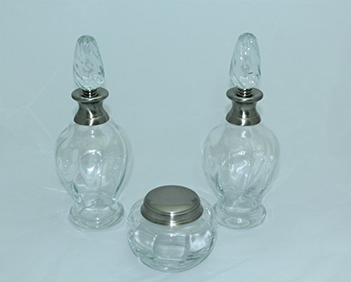 DONREGALOWEB Schminktisch-Set aus Glas und Metall in klassischer Farbe, transparent und silberfarben. von DonRegaloWeb