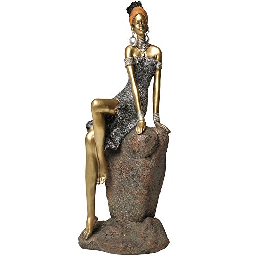 DonRegaloWeb Figur Einer afrikanischen Frau, sitzend, aus Kunstharz, 12 x 10 x 32,5 cm von DonRegaloWeb