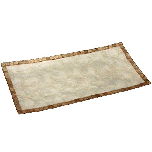 DONREGALOWEB Perlmuttzentrum Rechteckig verziert mit Quadraten in der gesamten Kontur in Perlmutt und Beige, Natur, 40x20 cm von DonRegaloWeb