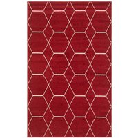 Roter Teppich mit geometrischem Muster Cremefarben von Doncosmo
