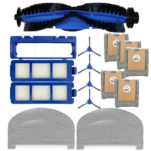 Donkivvy 17 Stück Ersatzteile, kompatibel mit Eufy Robovac Clean G40 Hybrid+ Roboter-Staubsaugern – 1 Hauptrollenbürste, 1 Bürstenabdeckung, 2 Filter, 4 Wischtücher, 4 Seitenbürsten, 5 Staubbeutel von Donkivvy