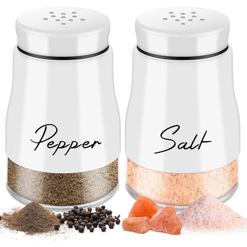 Salz und Pfefferstreuer Klein Set - 5 Unzen Glasboden Salzstreuer, Pfefferstreuer mit Deckel, für Küche, BBQ, Wohnmobil Nachzufüllen und zu Verwenden - Weiß von Dorblely