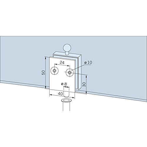 Dorma Glas Feststellriegel (Türfeststeller) mit Bodenbuchse, für 10mm Glasstärke, Glastürbeschlag Alu silber eloxiert von Dorma Glas