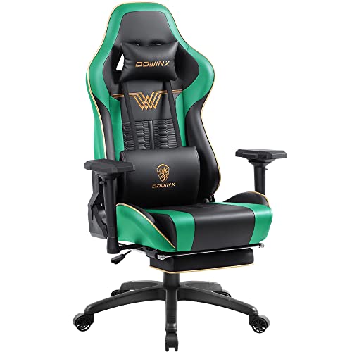 Dowinx Gaming Stuhl - Bürostuhl mit Hoher Belastbarkeit- PU Leder Gamer Stuhl mit 4D Armlehnen und Fußstütze - Ergonomischer Gaming Chair - als Gaming-Sessel Geeignet - 150 kg(Grün) von Dowinx