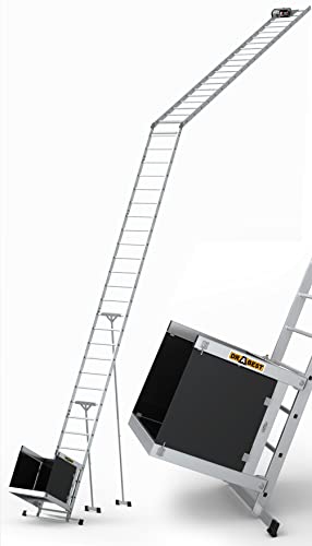 DRABEST - Aufzugleiter für Dachdecker, Dacharbeiten - Lift für Installations-, Wartungsarbeiten auf dem Dach - mit Transportwagen - bis 125 kg belastbar - Schrägaufzug aus Aluminium - Klappbar von DRABEST