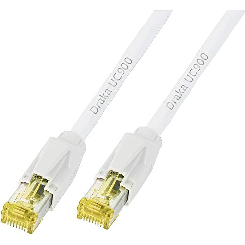 DRAKA K8560WS.0,50 RJ45 Netzwerkkabel, Patchkabel CAT 6a S/FTP 0.50m Weiß Flammwidrig, mit Rastnase von DRAKA