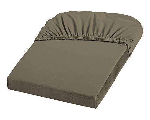 Dream Art 1123 Jersey Stretch Spannbetttuch (95% Baumwolle und 5% Elasthan), mit Rumdumgummizug, Ökotex Standard 100, ideal für Matratzen bis 25 cm Höhe, 100 x 200 cm, taupe von Dream Art