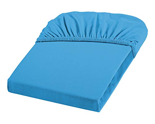 Dream Art 1123 Jersey Stretch Spannbetttuch (95% Baumwolle und 5% Elasthan), mit Rumdumgummizug, Ökotex Standard 100, ideal für Matratzen bis 25 cm Höhe, 150 x 200 cm, blau von Dream Art