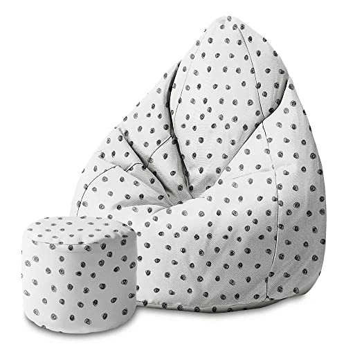 DreamRoots Bean Bag 80x80x120cm - Sitzsack mit Lehne und Hocker und Bezug - Sitzkissen Boden - Chill Sack - Bubibag Sitzsack - Sitzsack mit Füllung - Sitzsack Erwachsene mit Füllung M-Geo1 von DreamRoots