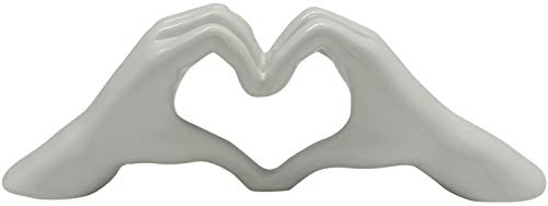 Dreamlight Moderne Skulptur Dekofigur Hand Heart aus Keramik Silber Oder weiß 31x11 cm *1 Stück* von Dreamlight