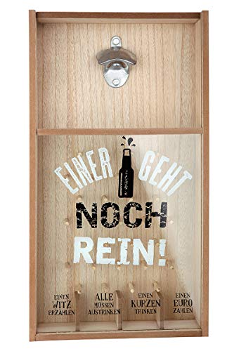 Tolles Kronkorkenspiel Flaschenöffner Einer geht noch rein aus hochwertigem MDF Holz zur Wandbefestigung 26x48 cm (BxH) von Dreamlight