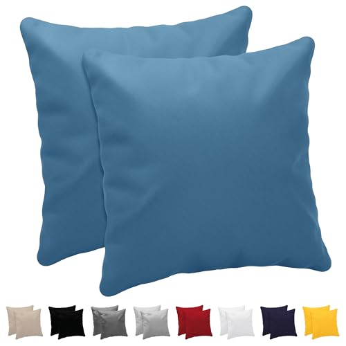 Dreamzie Kissenbezug 80x80 (Set mit 2) - 100% Jersey Baumwolle 150 g/qm Kissenbezüge -Blau - Für Kissen 80 x 80 cm - Kissenhülle - Kissenbezug - Resistent und Hypoallergen von Dreamzie