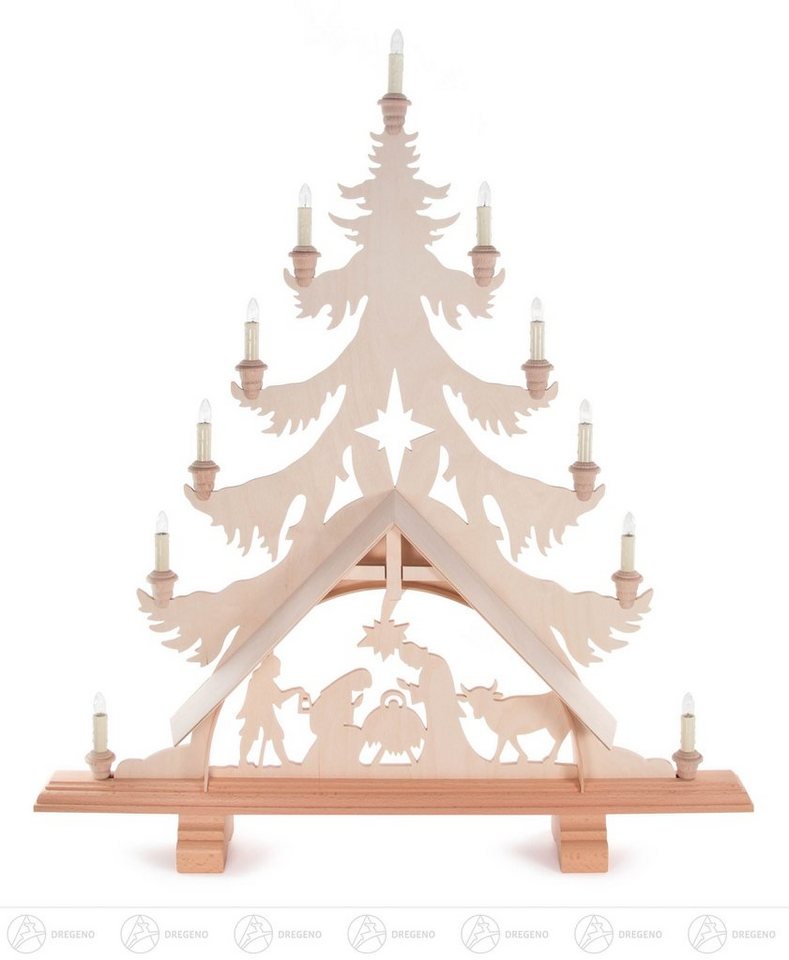 Dregeno Erzgebirge Lichterbogen Schwibbogen Baum mit Christi Geburt, elektrisch beleuchtet Breite x H von Dregeno Erzgebirge