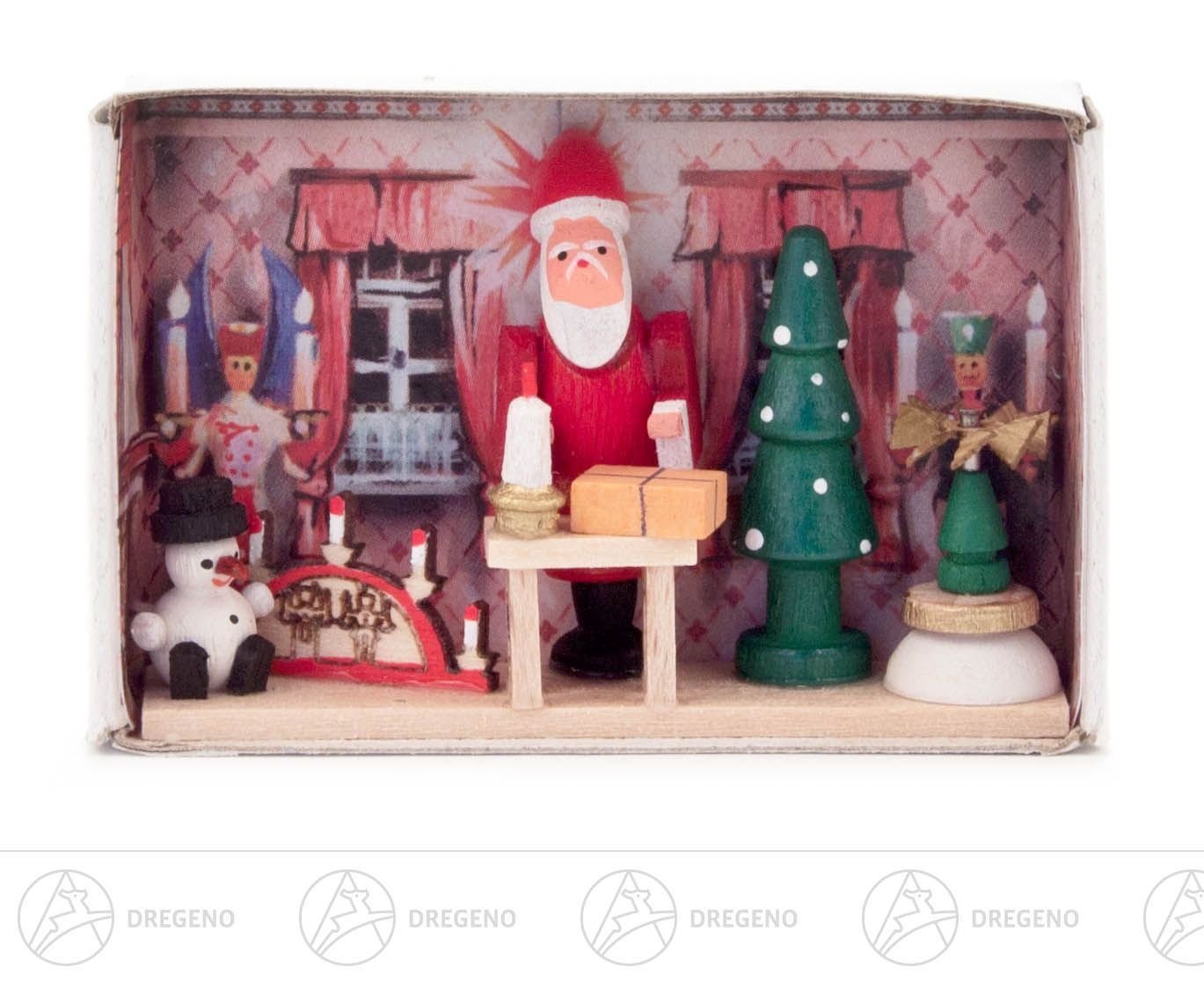 Dregeno Erzgebirge Weihnachtsfigur Miniatur Zündholzschachtel Weihnachtsstube Breite x Höhe ca 5,5 cmx, für Setzkasten von Dregeno Erzgebirge