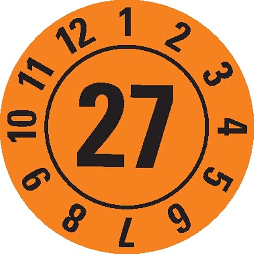 Dreifke® Prüfplakette 27, orange, Folie, ablösbar, Ø 10mm, 128 St/Bogen von Dreifke