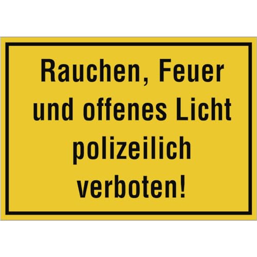 Dreifke® Schild Rauchen, Feuer und offenes Licht polizeilich verboten!, Alu, 350x250 mm von Dreifke