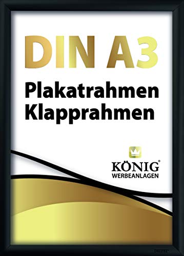 Plakatrahmen DIN A3 | 25mm Alu Profil, eckig | schwarz | inkl. entspiegelter Schutzscheibe | Bilderrahmen Klapprahmen Wechselrahmen Posterrahmen Rahmen | Dreifke® von Dreifke