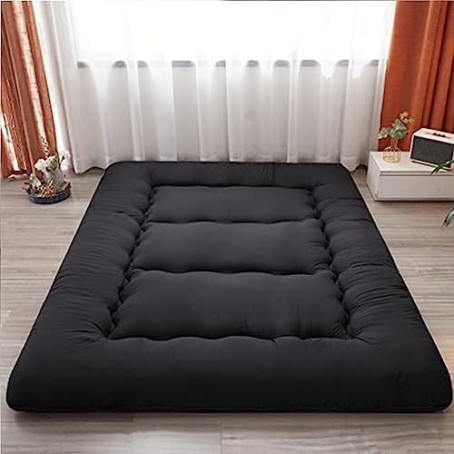 Dremdo Futon Bodenmatratze, Gepolsterte Japanische Bodenmatratze Gesteppte Bett Matratze Topper, Extra Dicke Faltende Schlafunterlage Atmungsaktive Boden Liege Gästebett,Schwarz,100x200cm von Dremdo