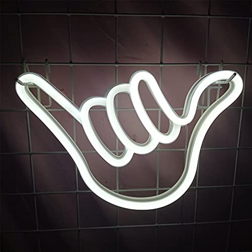 Finger Neon Sign Neon Light Leuchtreklame Neon Licht Wand Led Deko Neon Schild für Schlafzimmer, Kinderzimmer, Wohnzimmer, Bar, Party, Weihnachten Wanddekoration (Weißes Licht) von DriSubt