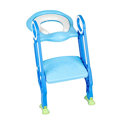 Drumm Toilettensitz, tragbarer Toilettensitz, Toilettensitz, Kinder, mit klappbarem Tritt, Toilettensitz, Sauberkeit, Lern-Adapter (blau) von Drumm