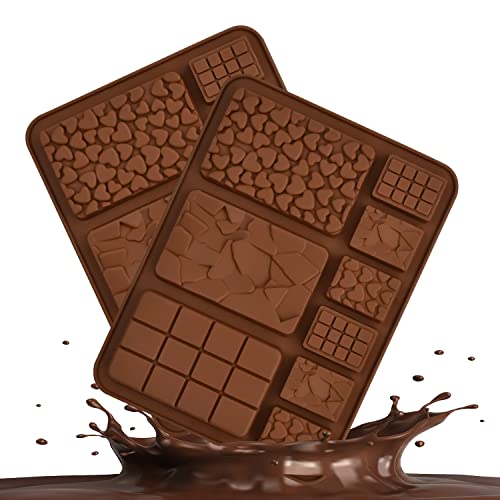 2 Stück Silikon Schokolade Formen Brechbare Schokoladenformen Süßigkeitenformen Silikon Lebkuchenform BPA-frei Antihaftbeschichtung Schokoladentafel Form für Backen Schokolade Süßigkeiten Eiswürfel von Drwosm