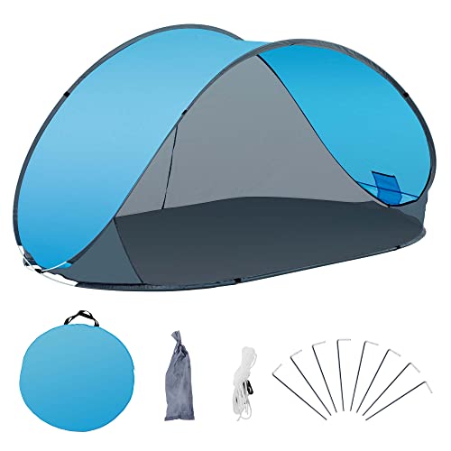 Duhome Strandmuschel Pop Up Strandzelt UV Schutz Wurfzelt Wetter- und Sichtschutz Campingzelt für Familien Strand Camping, Blau von Duhome