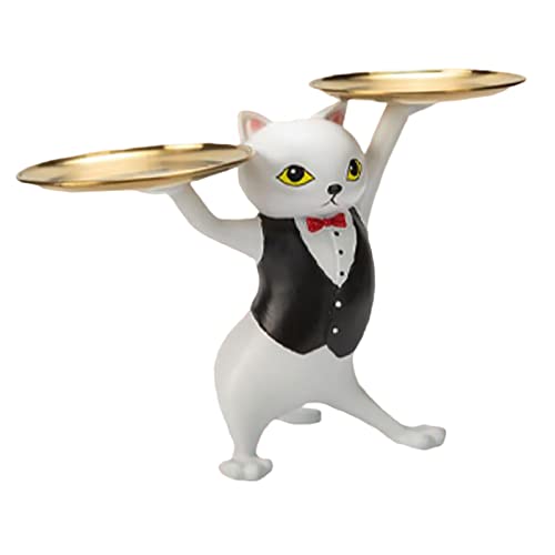 Duiaynke Harz Katze Statue Tablett Katze Skulptur Multifunktionale Ablagetablett Küche Wohnzimmer Schreibtisch Schlüssel Lagerung Dekoration von Duiaynke