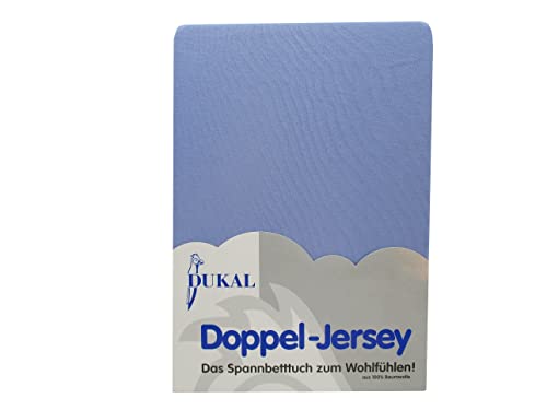 Dukal | Spannbettlaken | 90x200 – 100x200 cm | aus hochwertigem DOPPEL-Jersey | 100% Baumwolle | Farbe: blau von Dukal