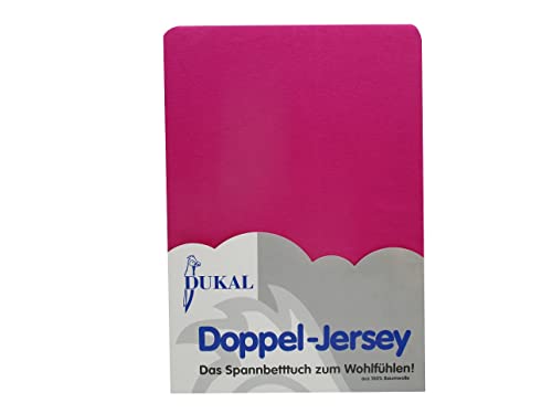 Dukal | Spannbettlaken | 160 x 200 cm | aus hochwertigem DOPPEL-Jersey | 100% Baumwolle | Farbe: Fuchsia von Dukal