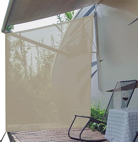 Dulepax Wohnmobil View Blocker Sonnenschutz, universeller RV Markisen Sichtschutz Bildschirm,mit kompletten Kits,2,5 m x 2,1 m,Beige von Dulepax