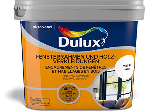 Dulux Fresh Up Farbe für Fensterrahmen, Holzverkleidungen, 750 ml, WEISS, satin | schnell trocknend, erhältlich in 2 weiteren Farben von Dulux