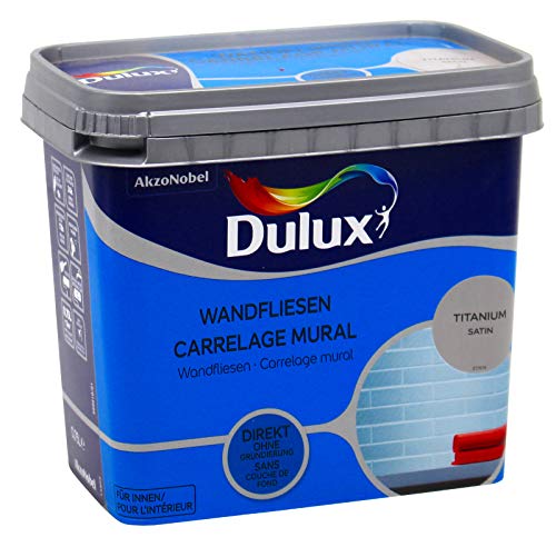 Dulux Fresh Up Fliesenlack für Wandfliesen, 750 ml, TITANIUM, satin | ohne Grundierung anwendbar, erhältlich in 5 weiteren Farben von Dulux