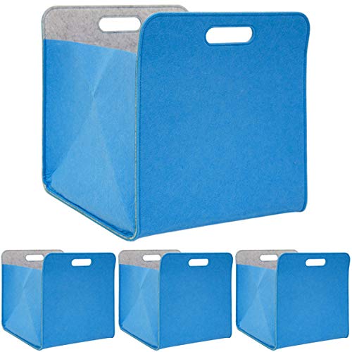 DuneDesign 4er Set: 100% Recycling Filz Aufbewahrungsbox 33x38x33 - Kompatible Boxen für Kallax Regal - Aufbewahrungsbox Kleider Bücherregal Einsatz Box Spielzeug Aufbewahrungsbox Cube Storage Boxes von DuneDesign