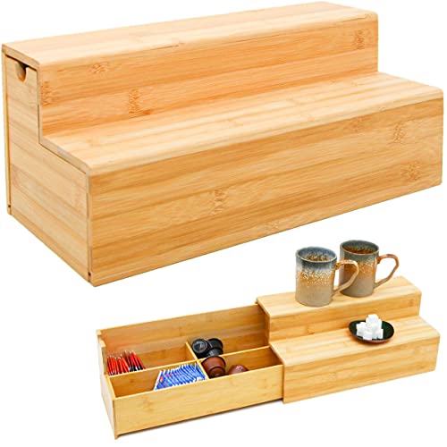 DuneDesign Bambus Box für Kaffee und Tee - 36x17x16 Kaffeekapsel Organizer Holz Teebox mit Schublade von DuneDesign