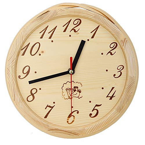 Duokon Einfache Sauna Timer Clock Zubehör Wanduhr Holz geräuschlose arabische Zahlen dekorative Timer Liineparalle Time Clock in der Sauna Wanduhr Ornament für Saunaraum Home Schlafzimmer von Duokon