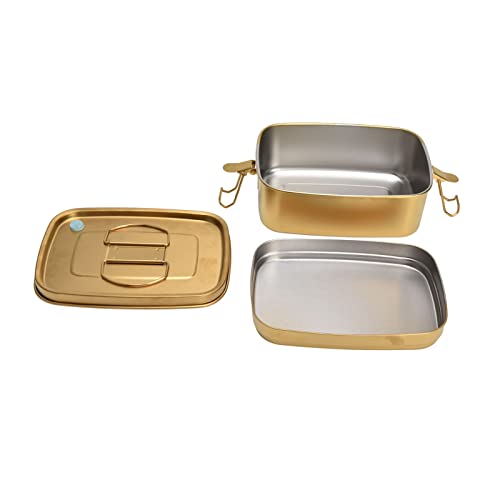 Duokon Essgeschirr Lunchbox, 1, 5L 304 Edelstahl Lunchbox Doppelschichten Bento Lebensmittelbehälter Metallgeschirr Gold von Duokon